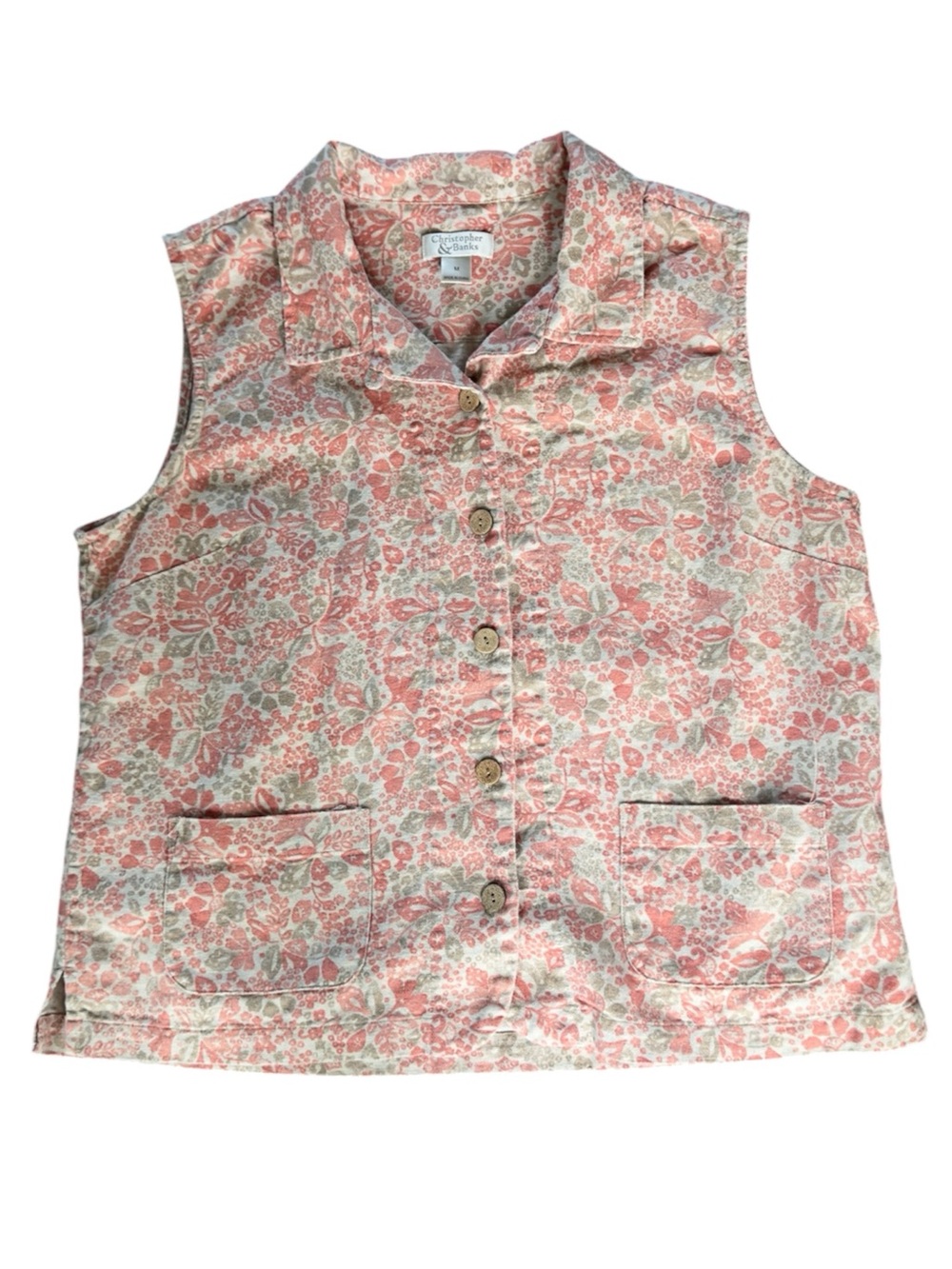 Christopher & Banks Linen Blend Floral Vest Top M⁠